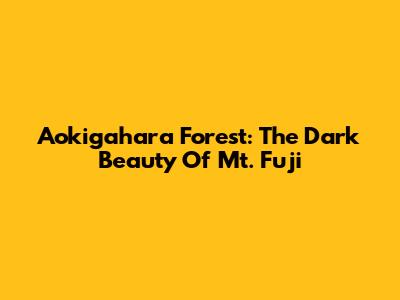 Aokigahara Forest: The Dark Beauty Of Mt. Fuji