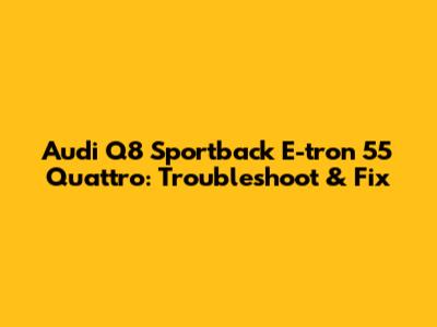 Audi Q8 Sportback E-tron 55 Quattro: Troubleshoot & Fix