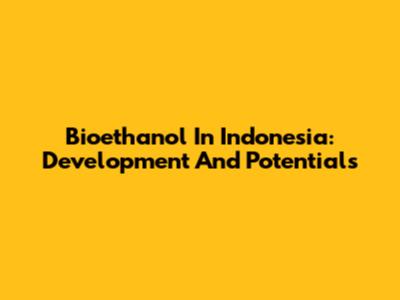 Bioethanol In Indonesia: Development And Potentials