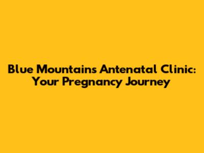 Blue Mountains Antenatal Clinic: Your Pregnancy Journey