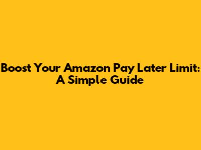 Boost Your Amazon Pay Later Limit: A Simple Guide