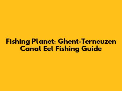 Fishing Planet: Ghent-Terneuzen Canal Eel Fishing Guide