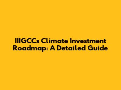 IIIGCC's Climate Investment Roadmap: A Detailed Guide