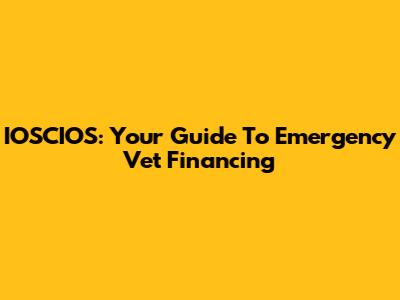 IOSCIOS: Your Guide To Emergency Vet Financing