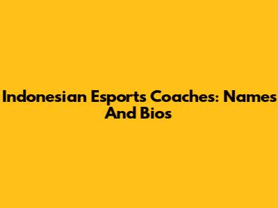 Indonesian Esports Coaches: Names And Bios