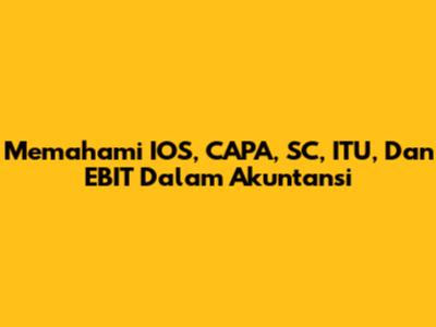 Memahami IOS, CAPA, SC, ITU, Dan EBIT Dalam Akuntansi