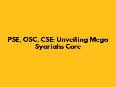 PSE, OSC, CSE: Unveiling Mega Syariah's Core