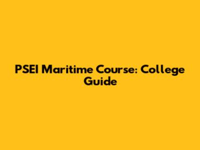 PSEI Maritime Course: College Guide