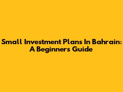 Small Investment Plans In Bahrain: A Beginner's Guide