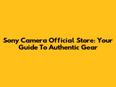 Sony Camera Official Store: Your Guide To Authentic Gear