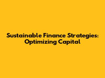 Sustainable Finance Strategies: Optimizing Capital