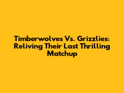 Timberwolves Vs. Grizzlies: Reliving Their Last Thrilling Matchup