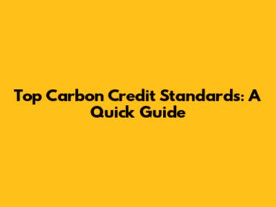 Top Carbon Credit Standards: A Quick Guide