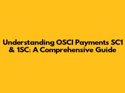 Understanding OSCI Payments SC1 & 1SC: A Comprehensive Guide