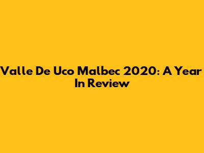Valle De Uco Malbec 2020: A Year In Review