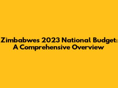 Zimbabwe's 2023 National Budget: A Comprehensive Overview
